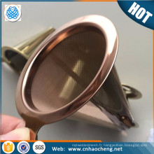 Facile à nettoyer en acier inoxydable 304 filtre à café en or rose / goutteur de café / filtre à café